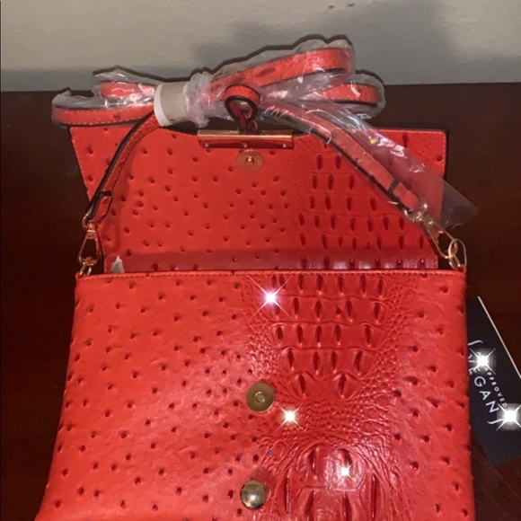 Croc and ostrich crossbody handbag - Picture 2 of 6